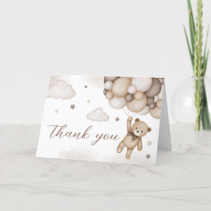 Carte De Remerciements Baby shower de ballon d'ours Brown
