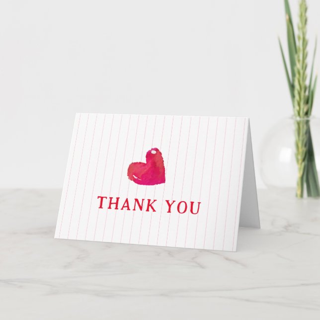 Carte De Remerciements Baby shower de bande cardiaque minimale rouge (Devant)
