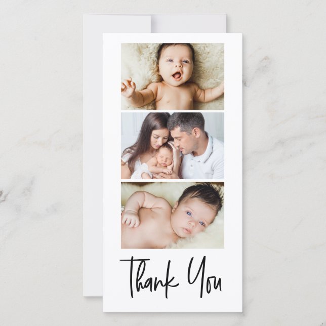Carte De Remerciements Baby shower de bande photo de script de gestion (Devant)