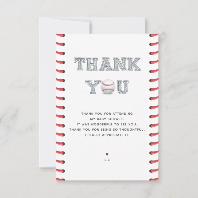 Carte De Remerciements Baby shower de baseball (Devant)