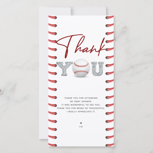 Carte De Remerciements Baby shower de baseball (Devant)