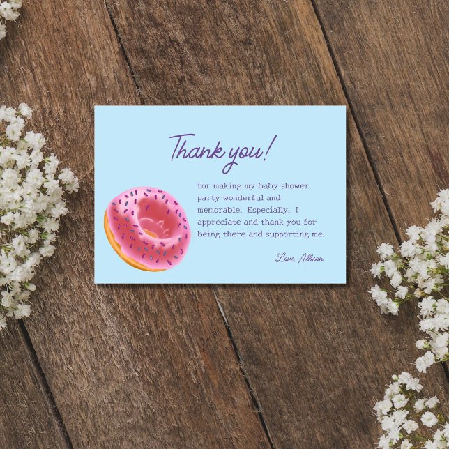 Carte De Remerciements Baby shower de beigne rose (Créateur téléchargé)