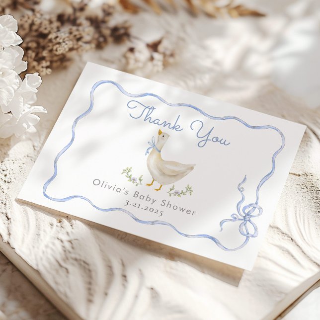 Carte De Remerciements Baby shower de boue bleu oie (Créateur téléchargé)