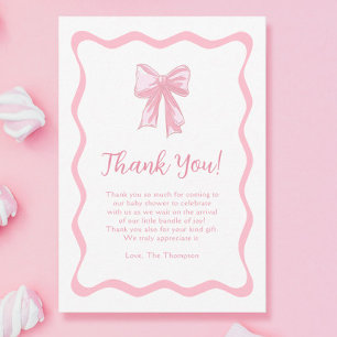 Carte De Remerciements Baby shower de boule rose