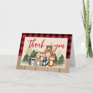 Carte De Remerciements Baby shower de bûcheron de bois