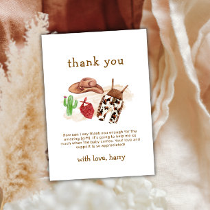 Carte De Remerciements Baby shower de Cactus Cowboy du désert occidental 