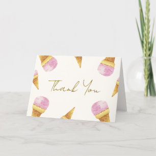 Carte De Remerciements Baby shower de cadre de crème glacée rose été Scoo