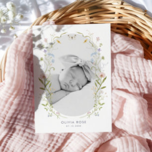 Carte De Remerciements Baby shower de cadre Fleur sauvage Whimsical Paste