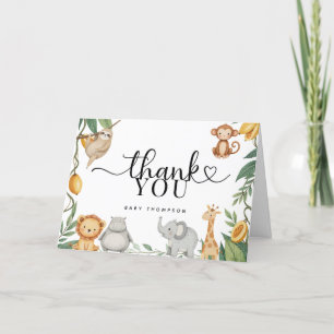 Carte De Remerciements Baby shower de calligraphie Safari Animaux