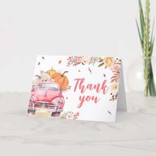 Carte De Remerciements Baby shower de camion Citrouille de Pink Fall