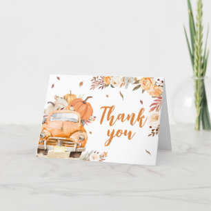 Carte De Remerciements Baby shower de camion Citrouille Orange Fall