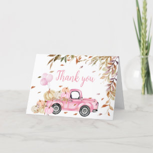 Carte De Remerciements Baby shower de camion rose citrouille