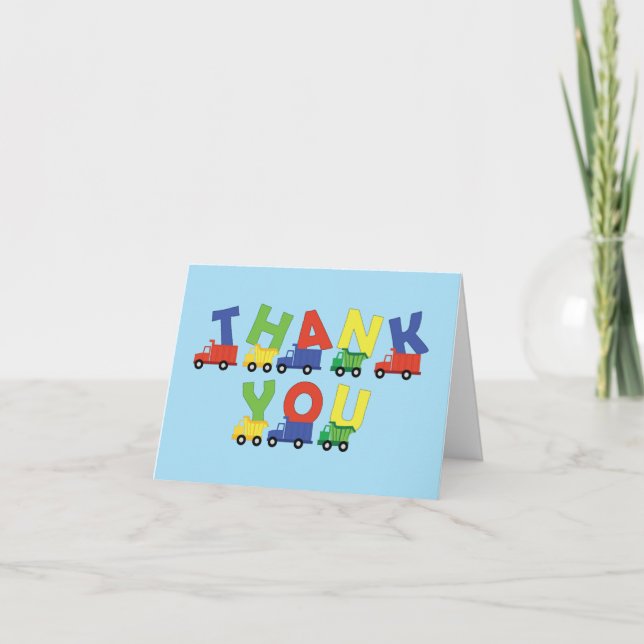 Carte De Remerciements Baby shower de camions (Devant)