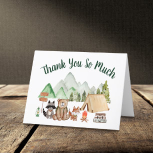 Carte De Remerciements Baby shower de camping pour animaux rustiques en b