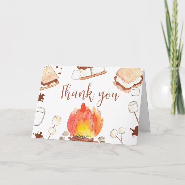 Carte De Remerciements Baby shower de camping S'more (Devant)