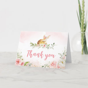 Carte De Remerciements Baby shower de cerf rose