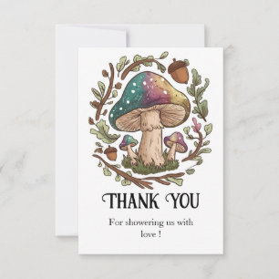 Carte De Remerciements Baby shower de champignon blanc Pastel