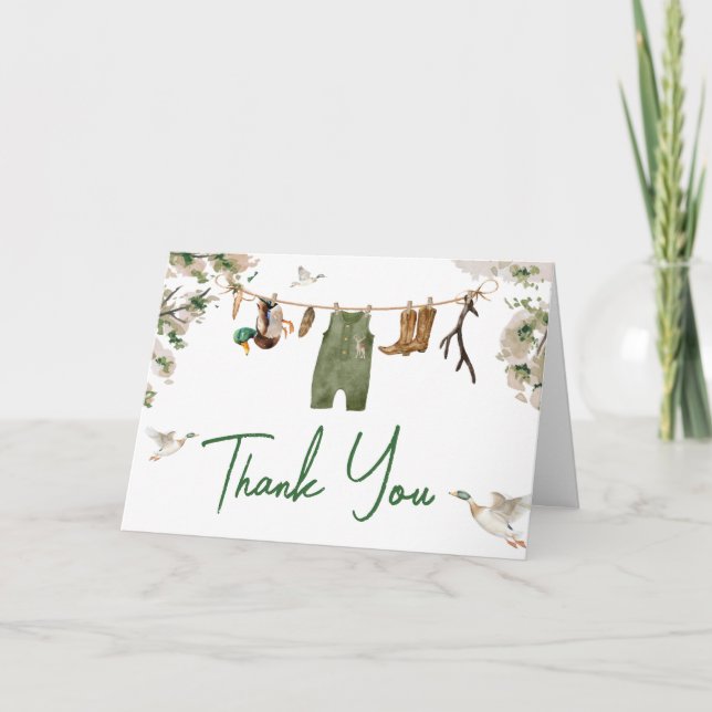 Carte De Remerciements Baby shower de chasse au canard (Devant)