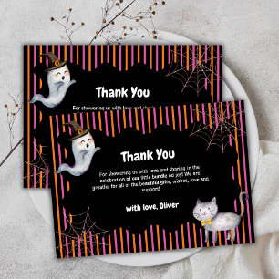 Carte De Remerciements Baby shower de chat de chat de petit garçon de mar