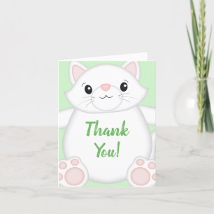 Carte De Remerciements Baby shower de chat Kitty Green