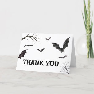 Carte De Remerciements Baby shower de chauves-souris noires et blanches d