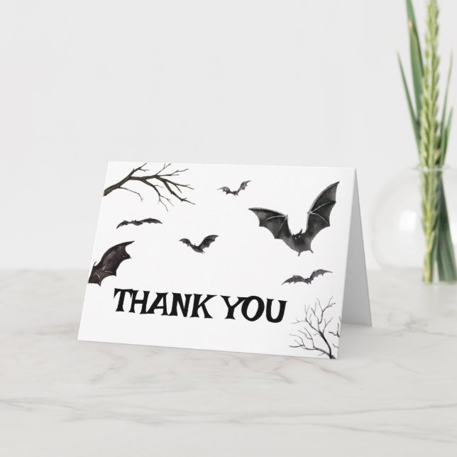 Carte De Remerciements Baby shower de chauves-souris noires et blanches d (Devant)