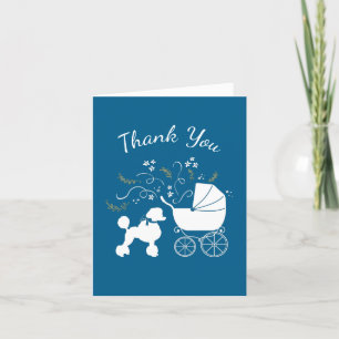 Carte De Remerciements Baby shower de chien de caniche Chien Chiot bleu g