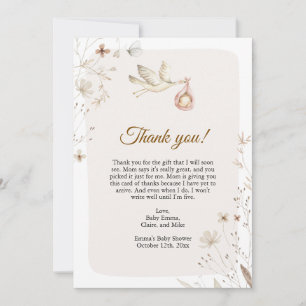 Carte de remerciements Baby shower de cigogne