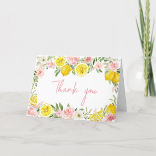 Carte De Remerciements Baby shower de citron rose