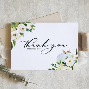 Carte De Remerciements Baby Shower de Citrouille Bleue et de Verdure d'Au