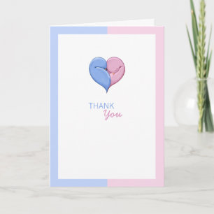 Carte De Remerciements Baby shower de coeur de Twin Doves