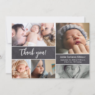 Carte De Remerciements Baby shower de Collage photo moderne à la main
