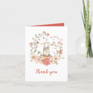 Carte De Remerciements Baby shower de corail de lapin vintage