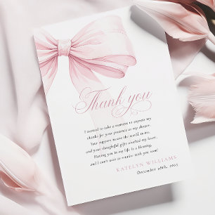 Carte De Remerciements Baby shower de cou rose fille
