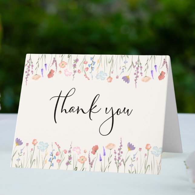 Carte De Remerciements Baby shower de crème d'aquarelle Boho Fleur sauvag (Créateur téléchargé)