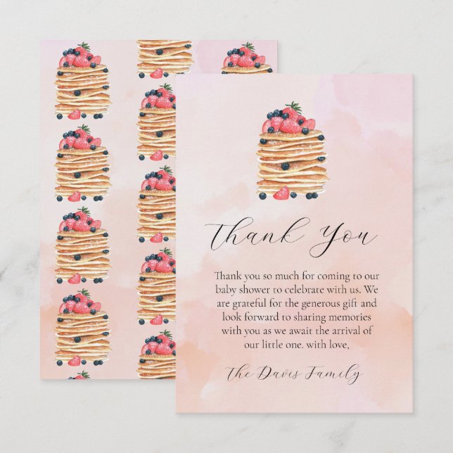 Carte De Remerciements Baby shower de crêpes aquarelle (Devant / Derrière)
