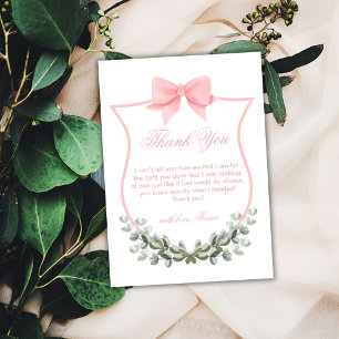 Carte De Remerciements Baby shower de crête Eucalyptus Pink Elegant