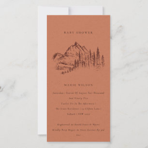 Carte De Remerciements Baby shower de croquis de montagne de pin rouille