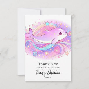 Carte De Remerciements Baby shower de dauphin magique