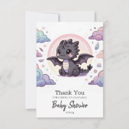 Carte De Remerciements Baby shower de dragon épais Whimsical