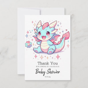 Carte De Remerciements Baby shower de dragon majestueux enchanté