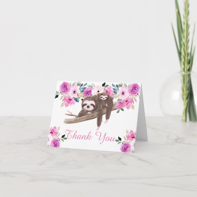 Carte De Remerciements Baby shower de fentes couchage mignon (Devant)