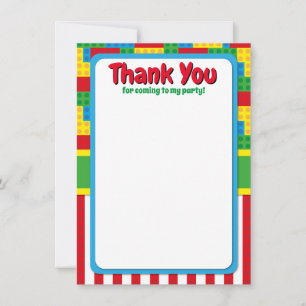 Carte De Remerciements Baby shower de fête des briques d'anniversaire de 