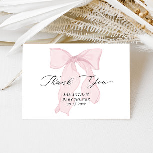 Carte De Remerciements Baby shower de fille à la cou rose
