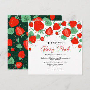 Carte De Remerciements Baby shower de fille aux fraises sucrées