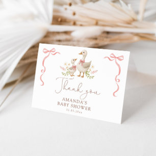 Carte De Remerciements Baby shower de fille d'oie stupide