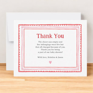 Carte De Remerciements Baby shower de fille rose amante