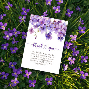 Carte De Remerciements Baby shower de fleurs de violet délicates au print