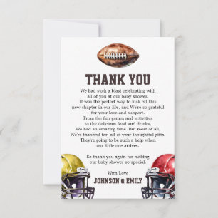 Carte De Remerciements Baby shower de football Gridiron Thème
