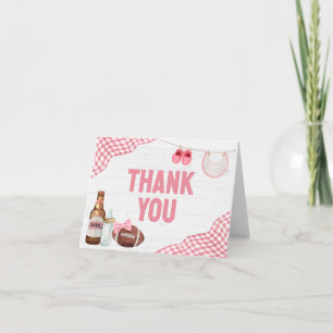 Carte De Remerciements Baby-Shower de football rose
